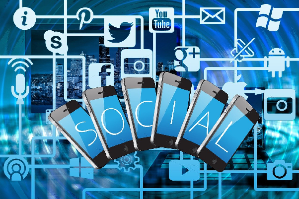 Image with various social media icons