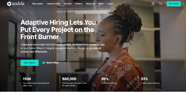 Andela website landing page